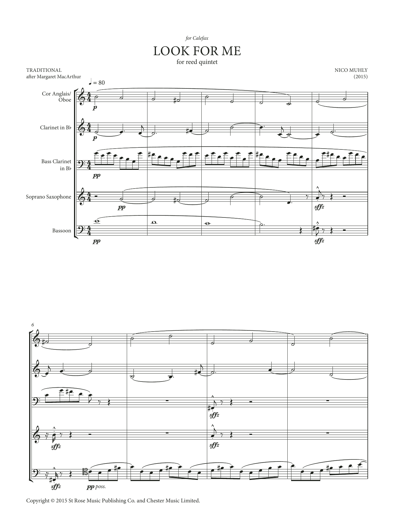 Nico Muhly Look For Me (Score and Parts) sheet music notes and chords arranged for Performance Ensemble