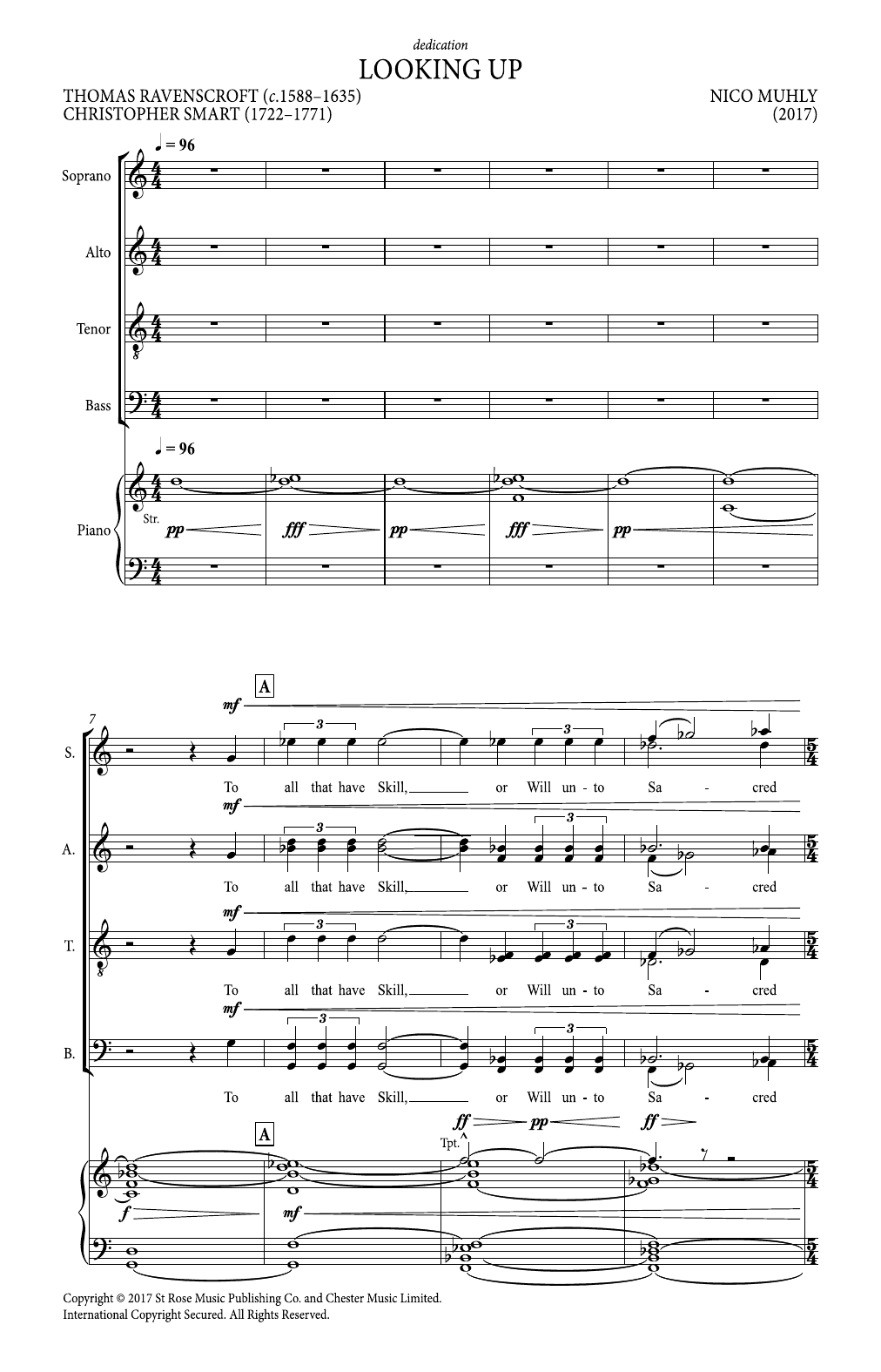 Nico Muhly Looking Up sheet music notes and chords arranged for SATB Choir