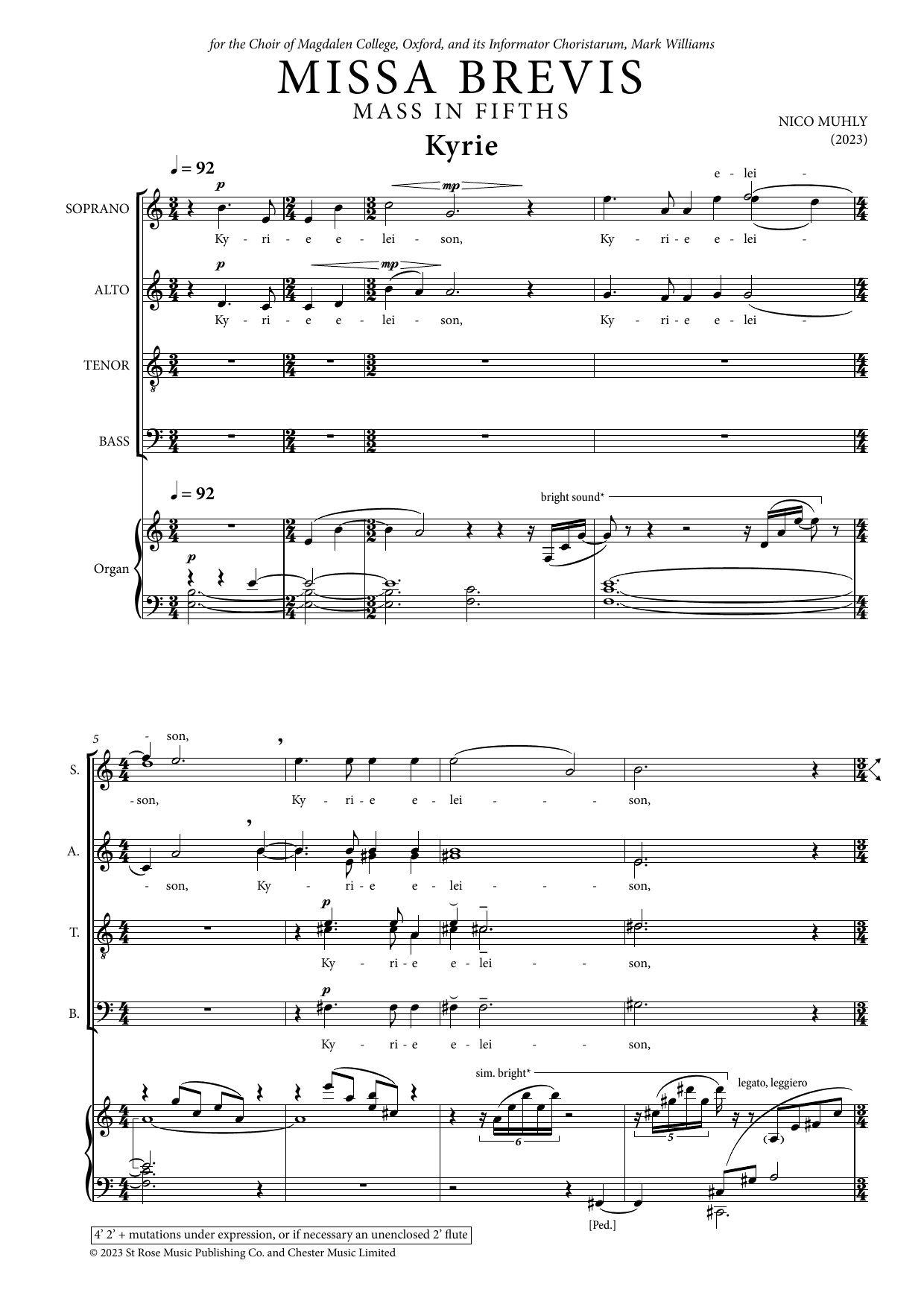 Nico Muhly Missa Brevis sheet music notes and chords arranged for SATB Choir