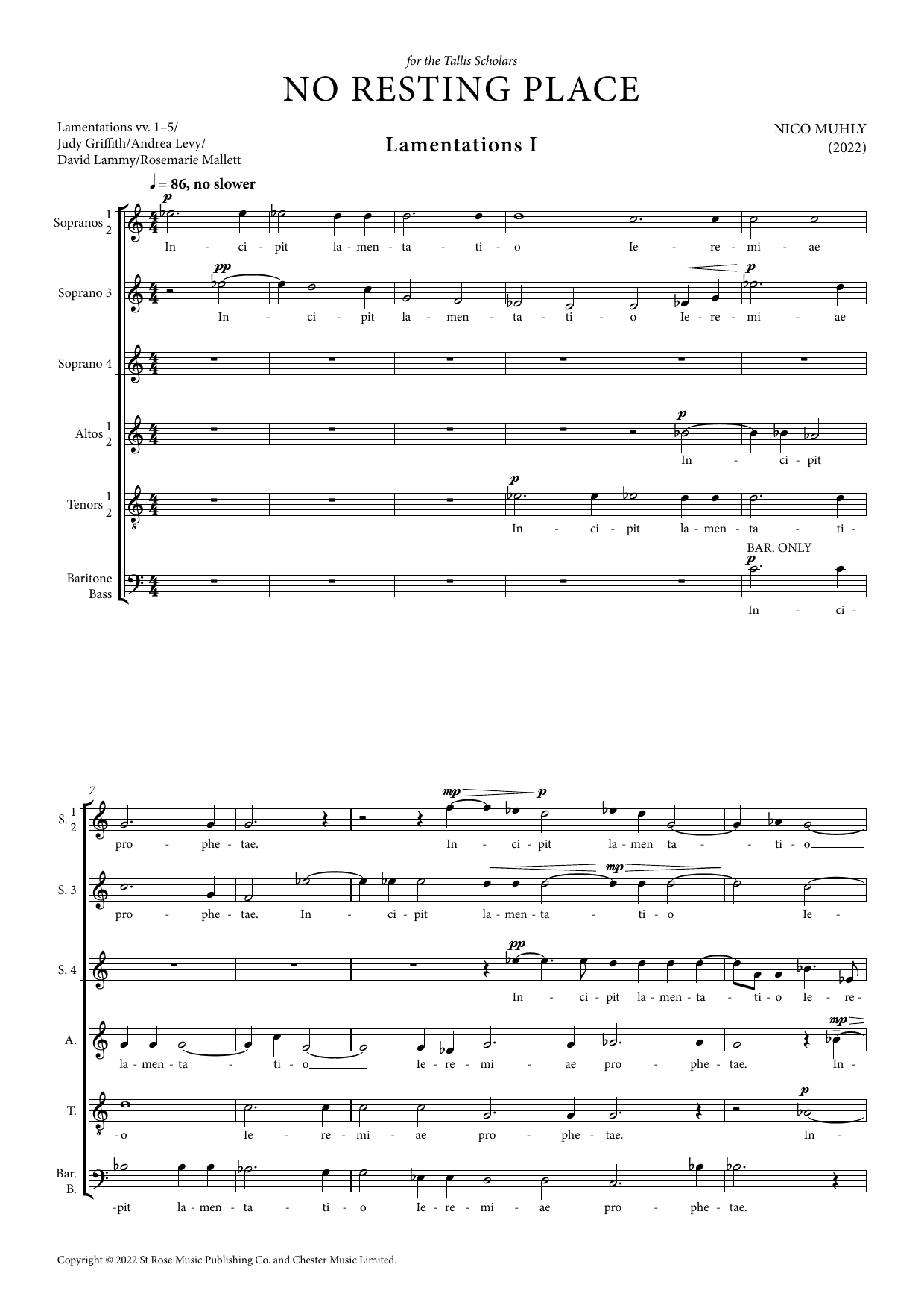 Nico Muhly No Resting Place sheet music notes and chords arranged for SATB divisi Choir