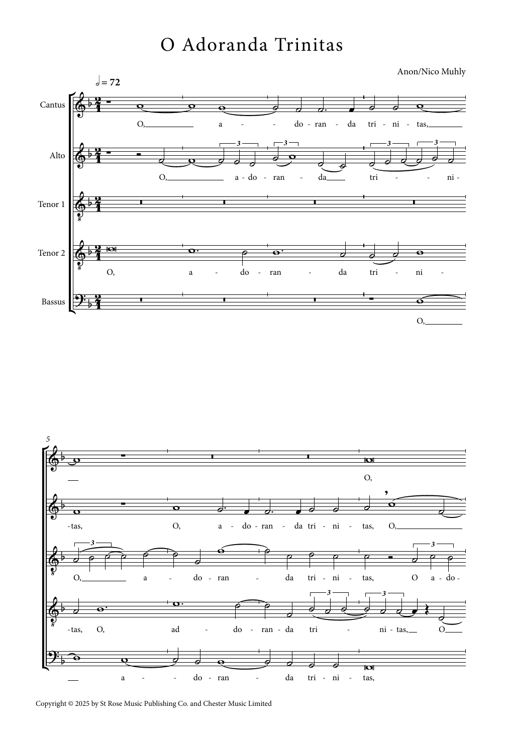 Nico Muhly O adoranda trinitas sheet music notes and chords arranged for Choir