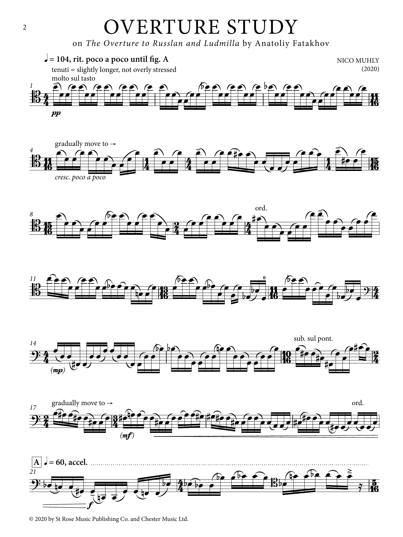 Nico Muhly Overture Study sheet music notes and chords arranged for Cello Solo