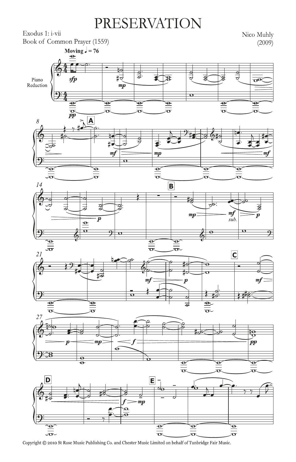 Nico Muhly Preservation sheet music notes and chords arranged for SATB Choir