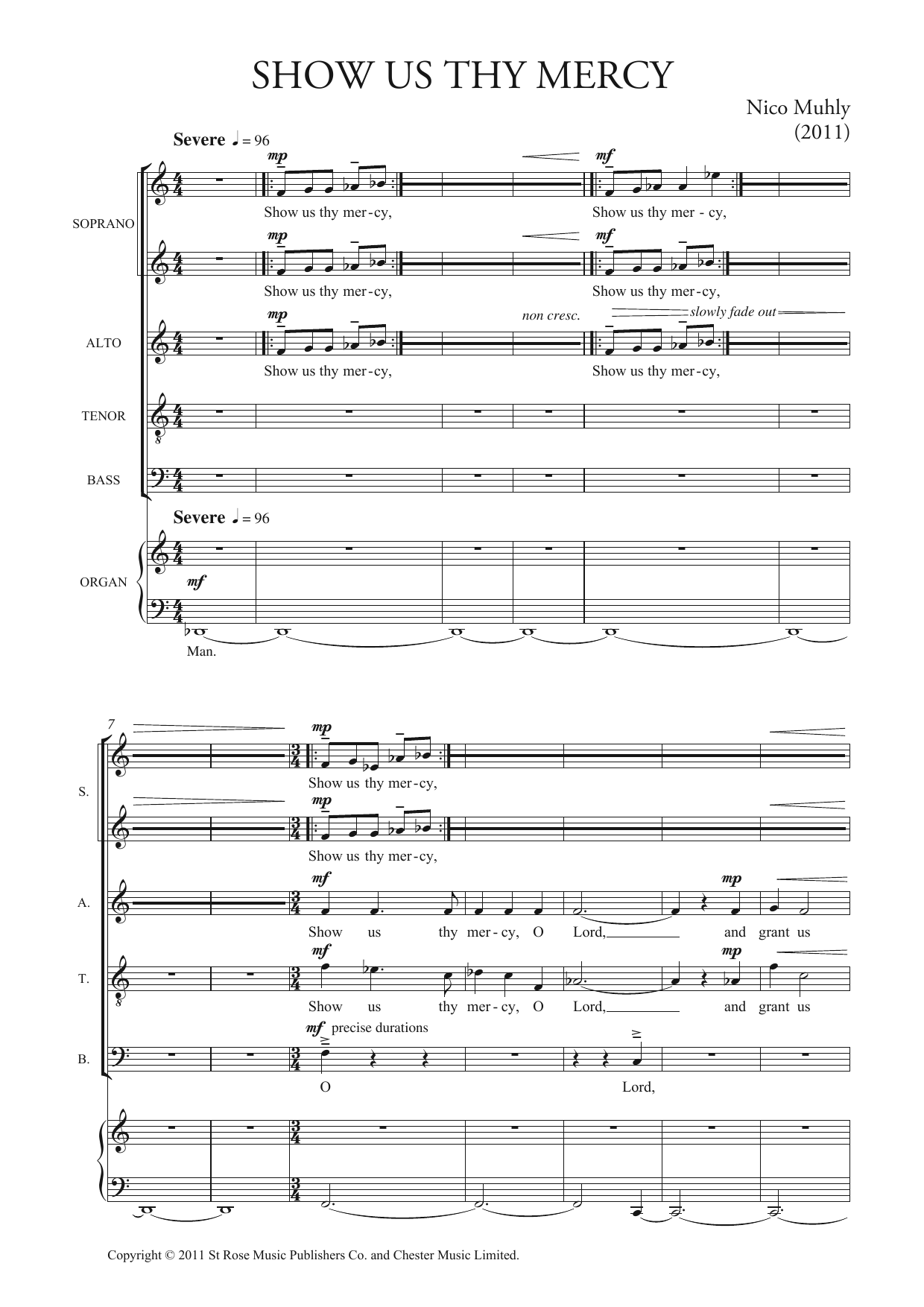Nico Muhly Show Us Thy Mercy sheet music notes and chords arranged for SATB Choir