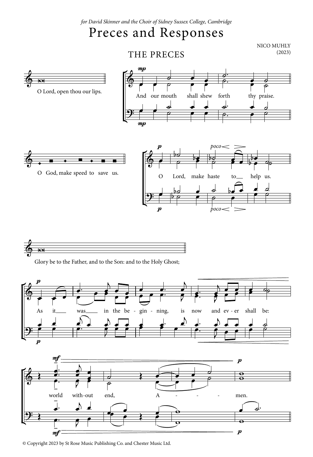 Nico Muhly Sidney Responses sheet music notes and chords arranged for SATB Choir