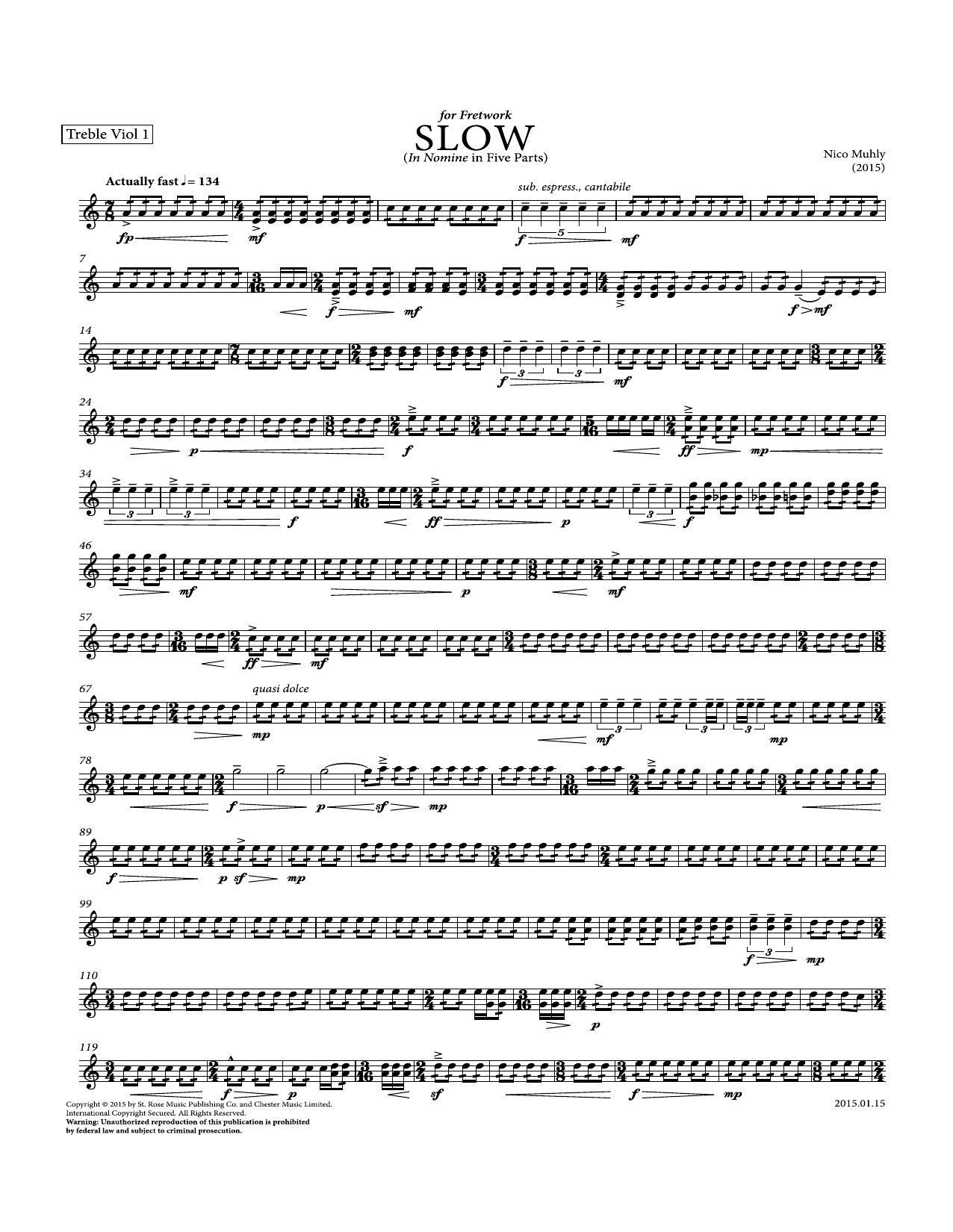 Nico Muhly Slow (Parts) sheet music notes and chords arranged for String Ensemble