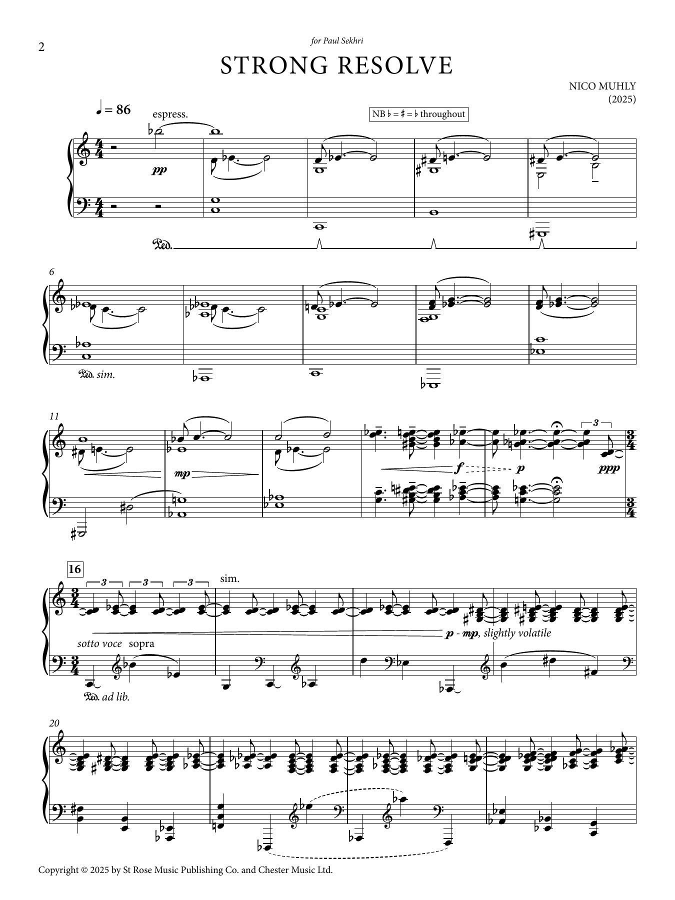Nico Muhly Strong Resolve sheet music notes and chords arranged for Piano Solo