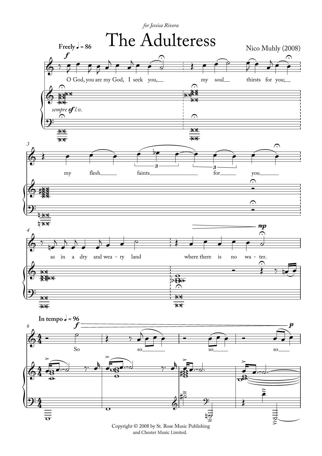Nico Muhly The Adulteress sheet music notes and chords arranged for Piano & Vocal