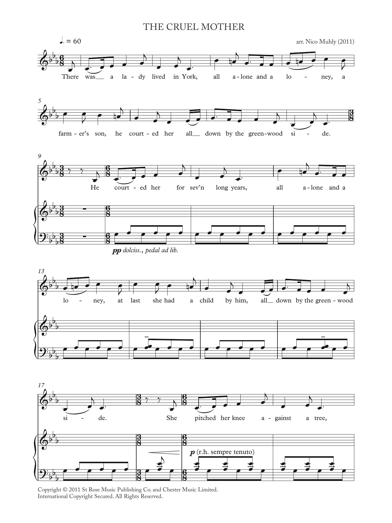 Nico Muhly The Cruel Mother (from 'Four Traditional Songs') sheet music notes and chords arranged for Piano & Vocal