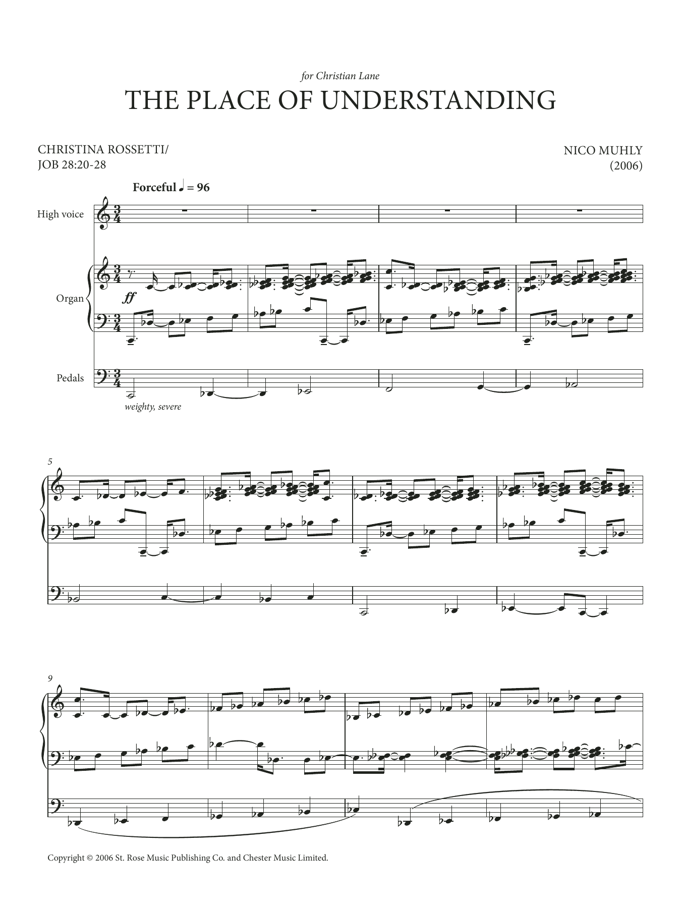 Nico Muhly The Place Of Understanding (for High Voice and Organ) sheet music notes and chords arranged for Piano & Vocal