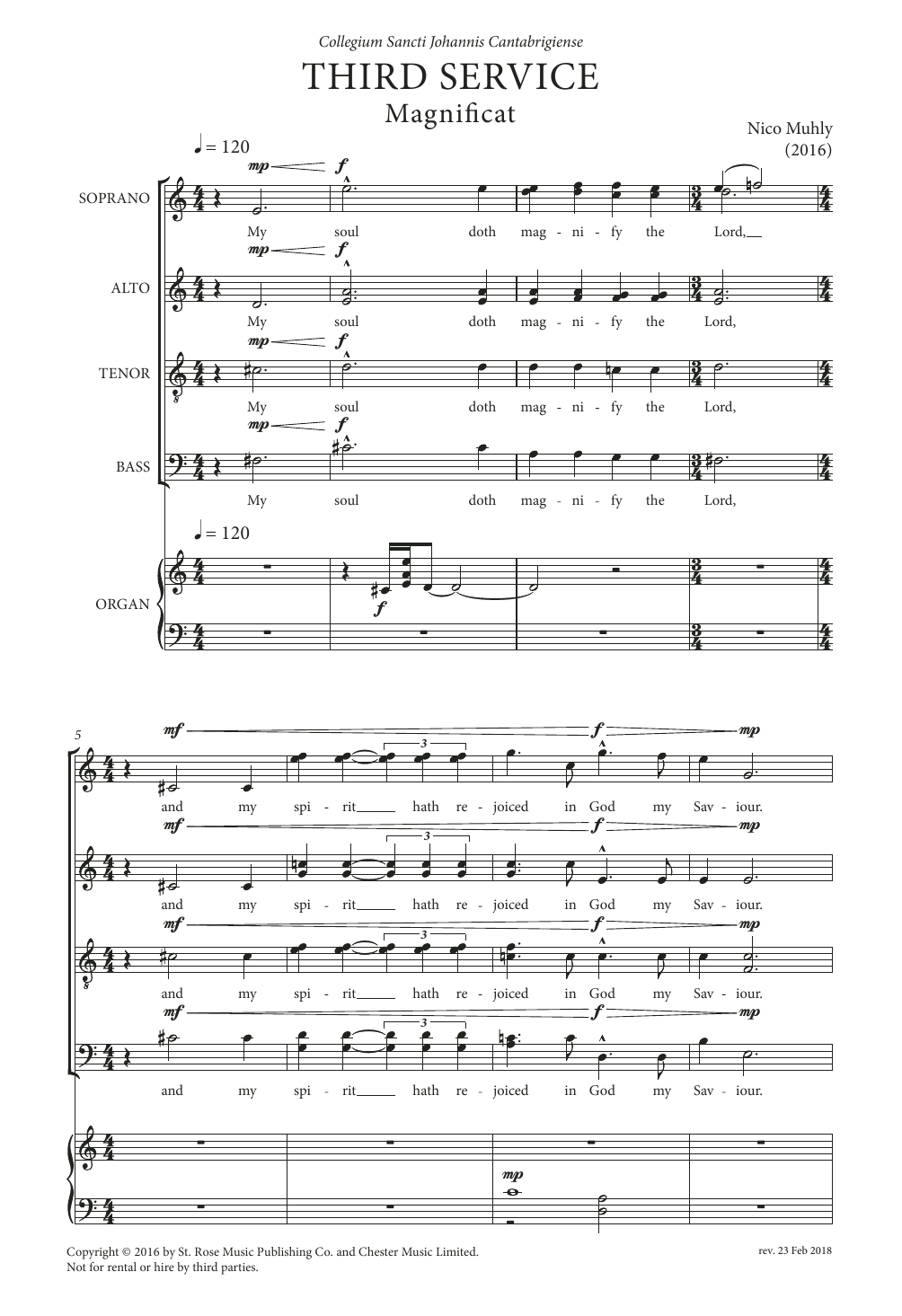 Nico Muhly Third Service (Magnificat and Nunc Dimittis) sheet music notes and chords arranged for SATB Choir