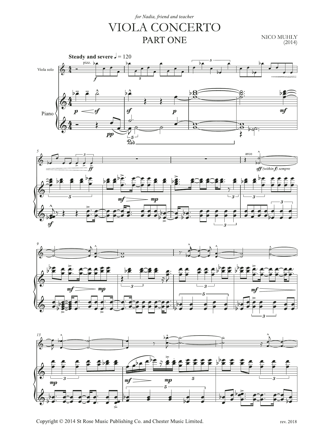 Nico Muhly Viola Concerto (Viola and Piano Reduction) sheet music notes and chords arranged for Viola Solo