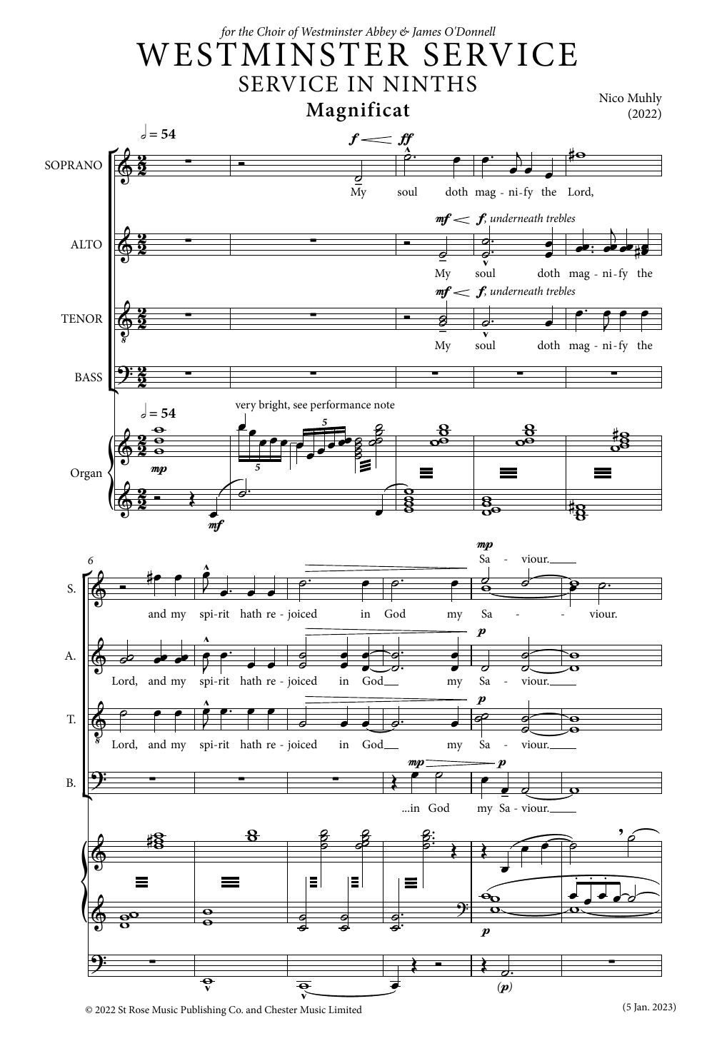 Nico Muhly Westminster Service sheet music notes and chords arranged for SATB Choir