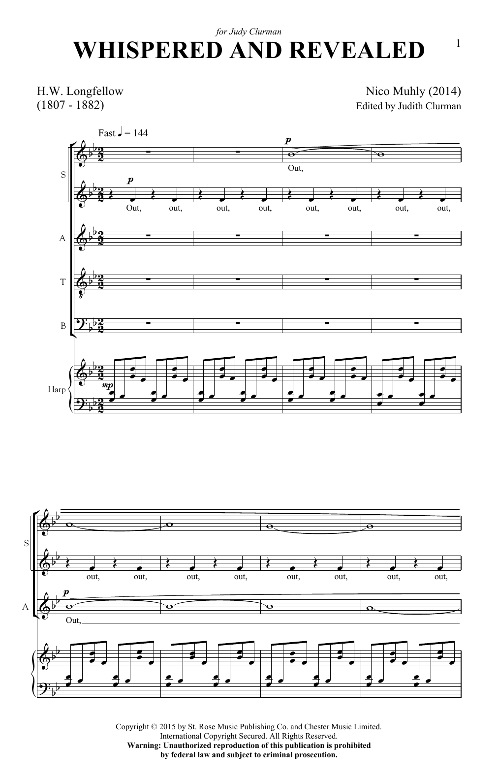 Nico Muhly Whispered And Revealed sheet music notes and chords arranged for SATB Choir
