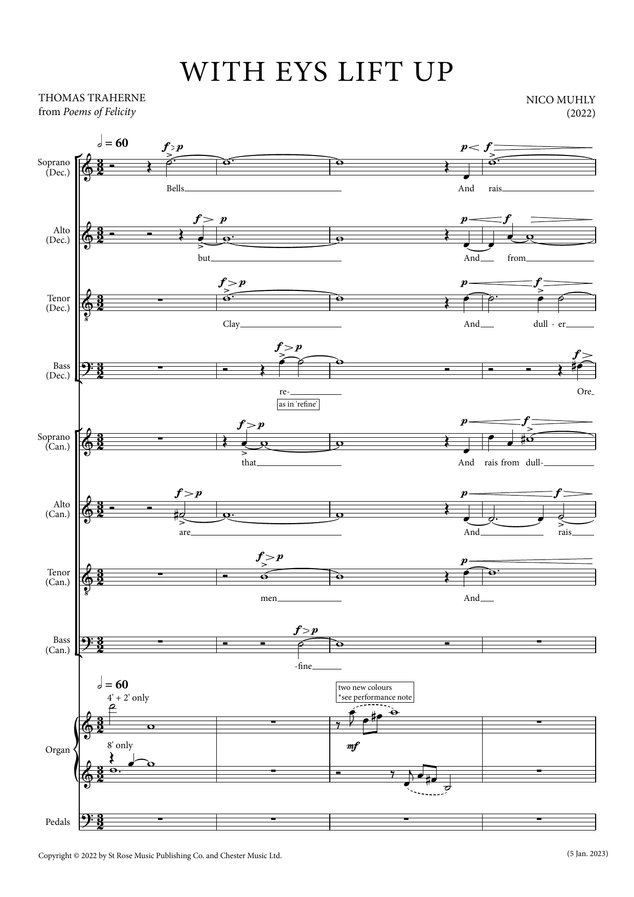 Nico Muhly With Eys Lift Up sheet music notes and chords arranged for SSAATTBB Choir