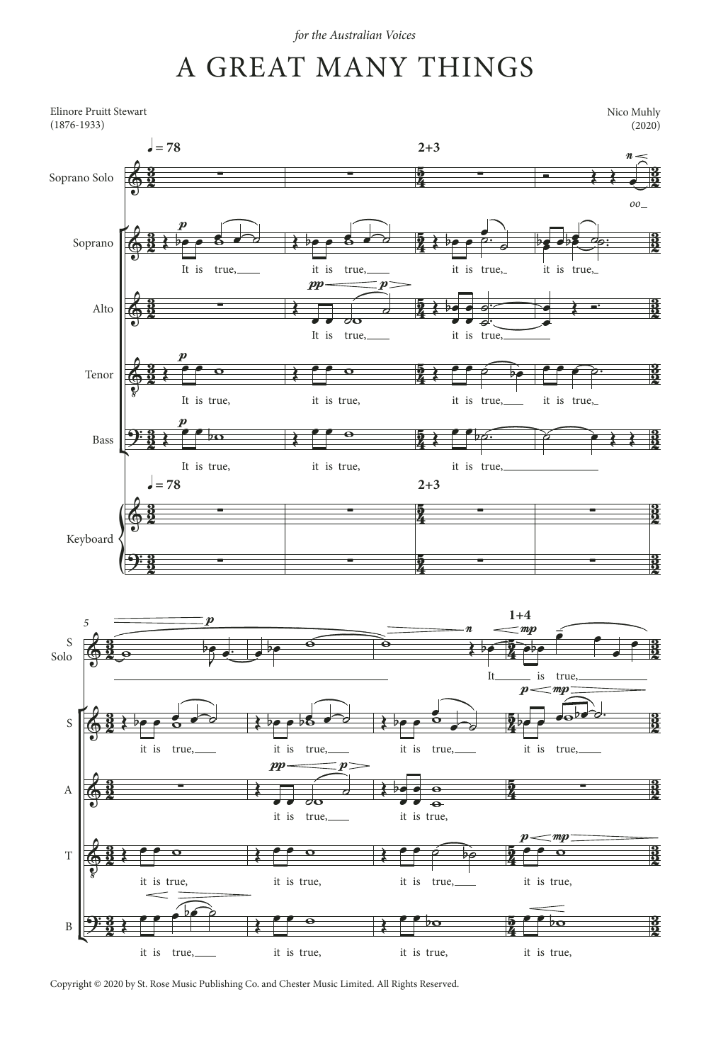 Nico Muhly A Great Many Things sheet music notes and chords arranged for SATB Choir