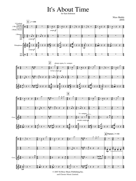 Nico Muhly It's About Time (for solo percussion) sheet music notes and chords arranged for Percussion Solo