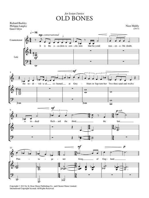 Nico Muhly Old Bones sheet music notes and chords arranged for Vocal Solo (Countertenor)