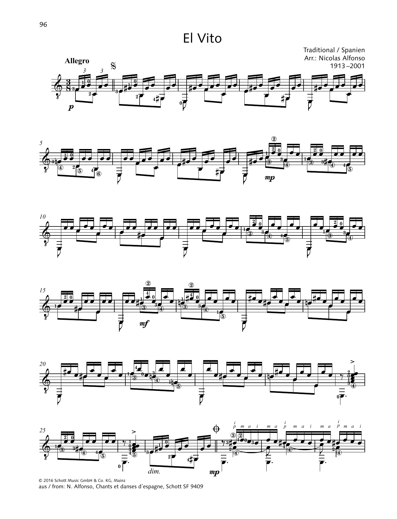 Nicolas Alfonso El Vito sheet music notes and chords arranged for Solo Guitar