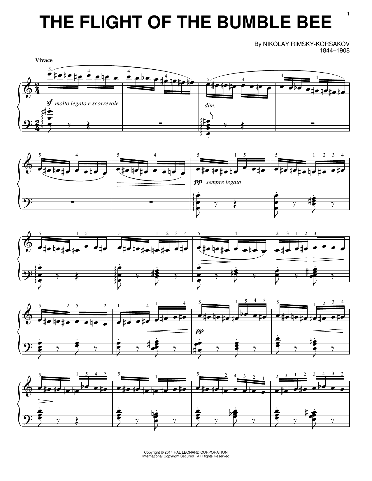 Nicolay Rimsky-Korsakov The Flight Of The Bumble Bee sheet music notes and chords arranged for Clarinet Solo