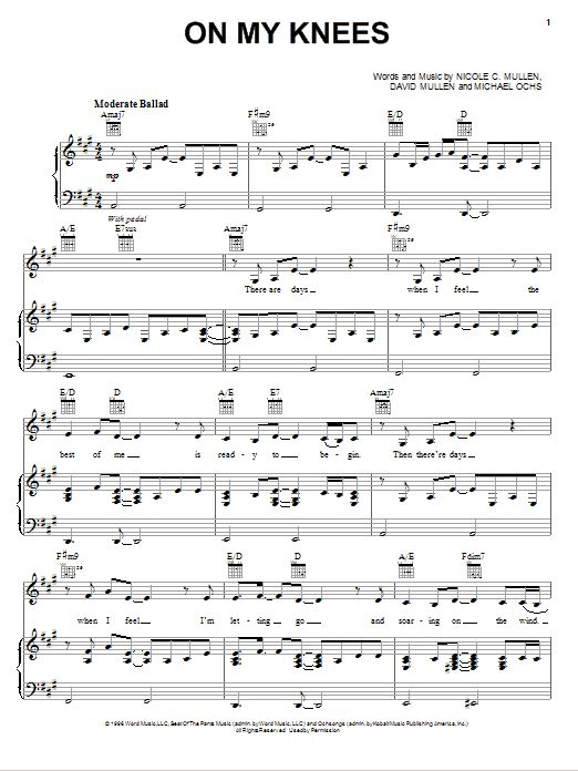 Nicole C. Mullen On My Knees sheet music notes and chords arranged for Easy Piano