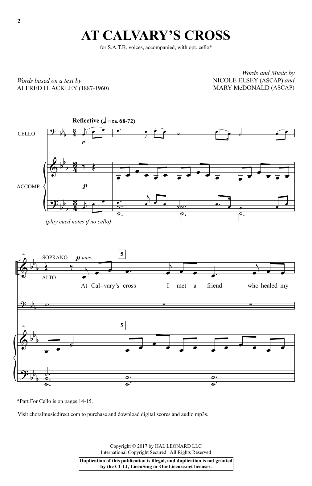 Nicole Elsey At Calvary's Cross sheet music notes and chords arranged for SATB Choir
