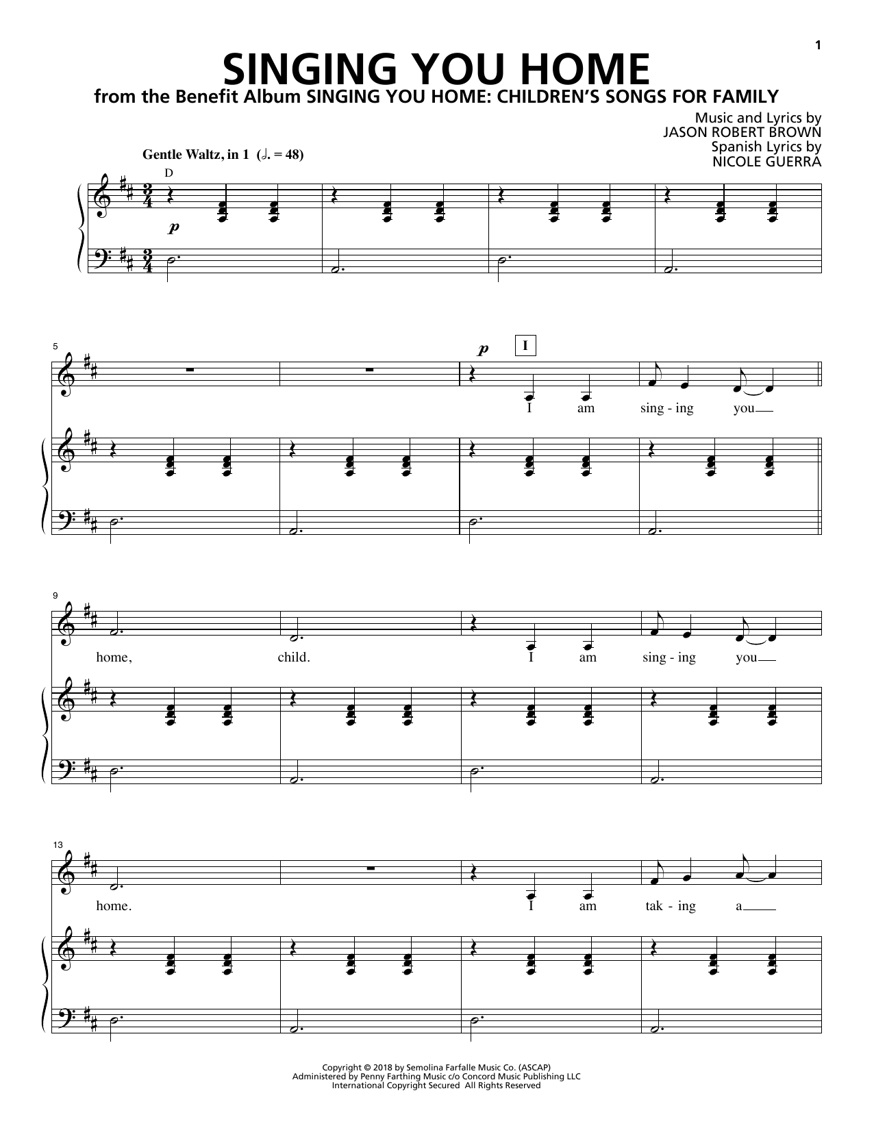 Nicole Guerra & Jason Robert Brown Singing You Home sheet music notes and chords arranged for Piano & Vocal