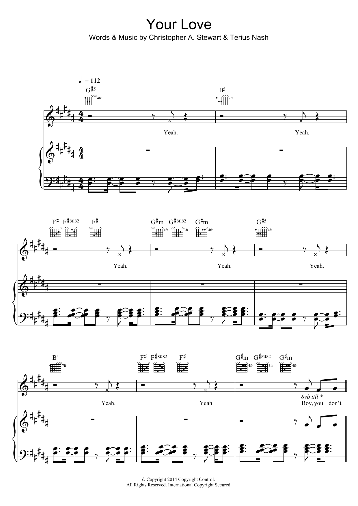 Nicole Scherzinger Your Love sheet music notes and chords arranged for Piano, Vocal & Guitar Chords