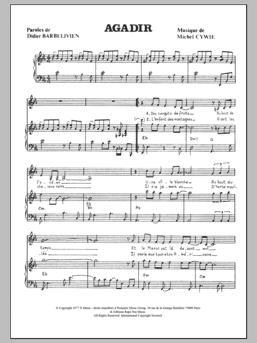 Nicoletta Agadir sheet music notes and chords arranged for Piano & Vocal