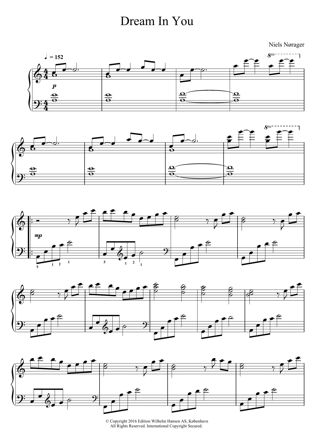 Niels Norager Dream In You sheet music notes and chords arranged for Piano Solo