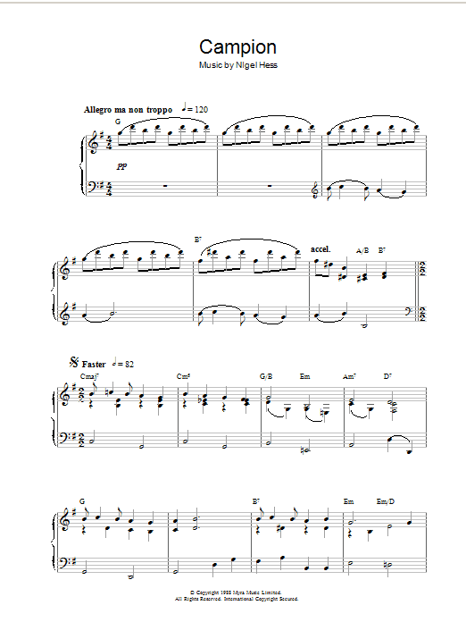 Nigel Hess Campion (Theme from the BBC TV series) sheet music notes and chords arranged for Clarinet Solo