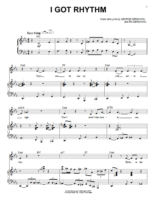 Nikki Yankofsky I Got Rhythm sheet music notes and chords arranged for Piano & Vocal