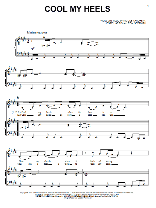 Nikki Yanofsky Cool My Heels sheet music notes and chords arranged for Piano & Vocal