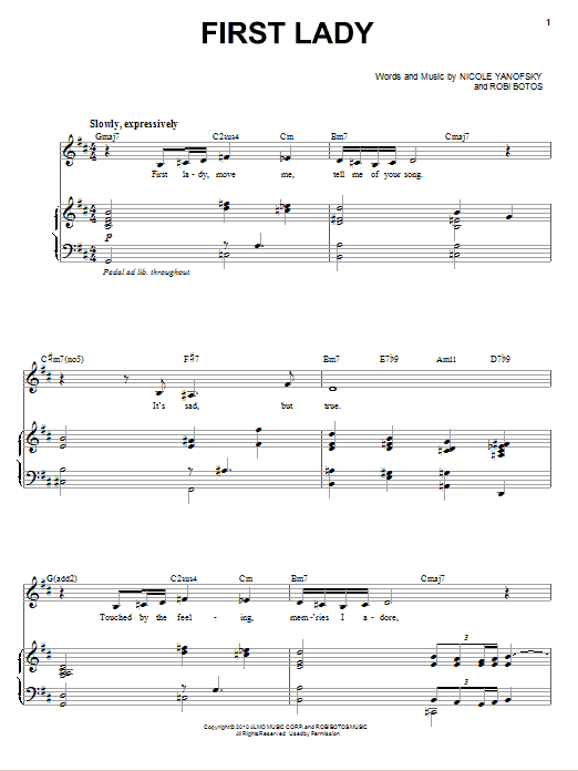 Nikki Yanofsky First Lady sheet music notes and chords arranged for Piano & Vocal