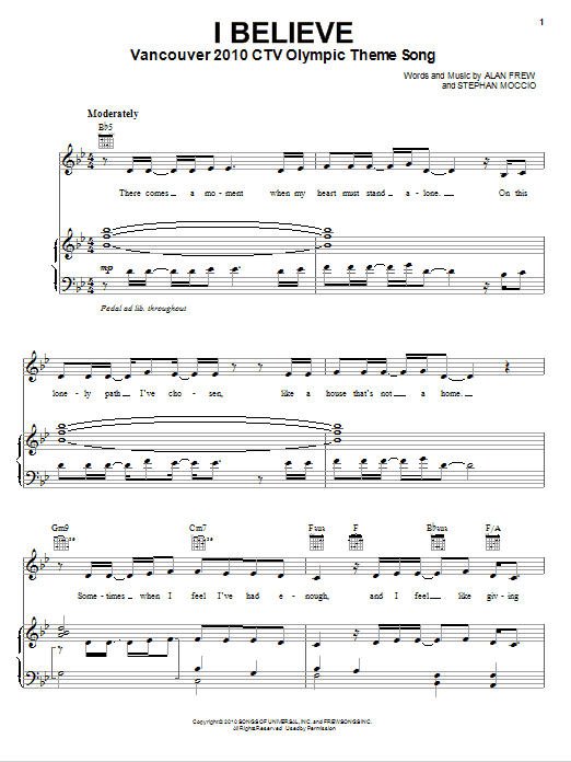 Nikki Yanofsky I Believe sheet music notes and chords arranged for Piano, Vocal & Guitar Chords (Right-Hand Melody)