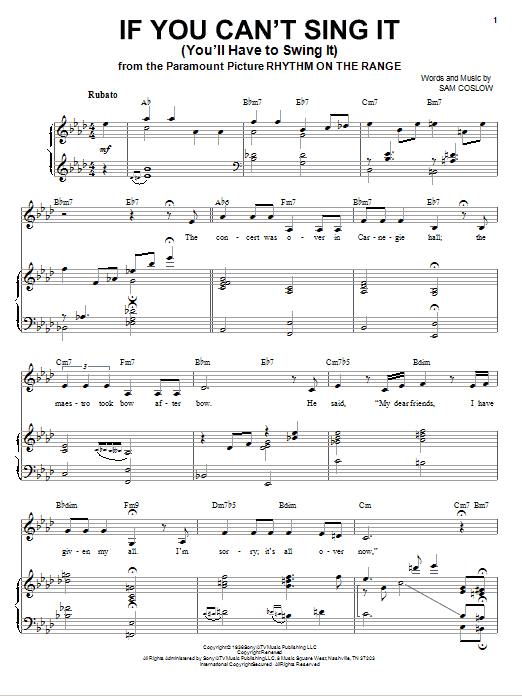 Nikki Yanofsky If You Can't Sing It (You'll Have To Swing It) sheet music notes and chords arranged for Piano & Vocal