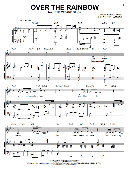 Nikki Yanofsky Over The Rainbow sheet music notes and chords arranged for Piano & Vocal