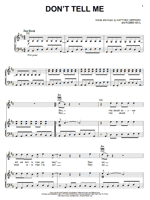 Nikko Don't Tell Me sheet music notes and chords arranged for Piano, Vocal & Guitar Chords (Right-Hand Melody)