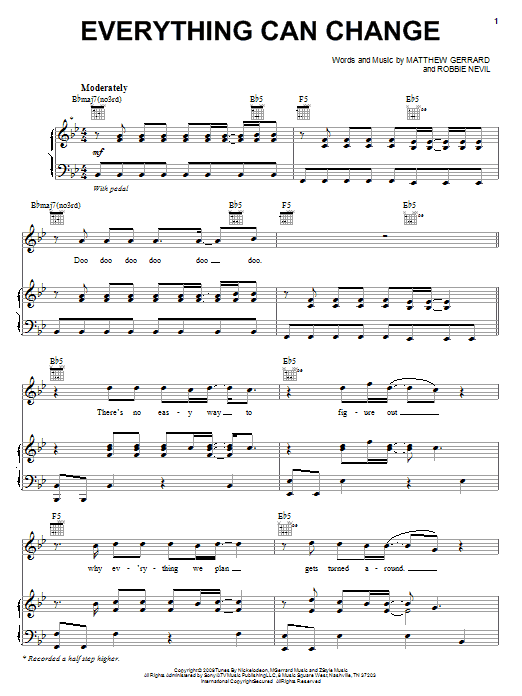 Nikko Everything Can Change sheet music notes and chords arranged for Piano, Vocal & Guitar Chords (Right-Hand Melody)