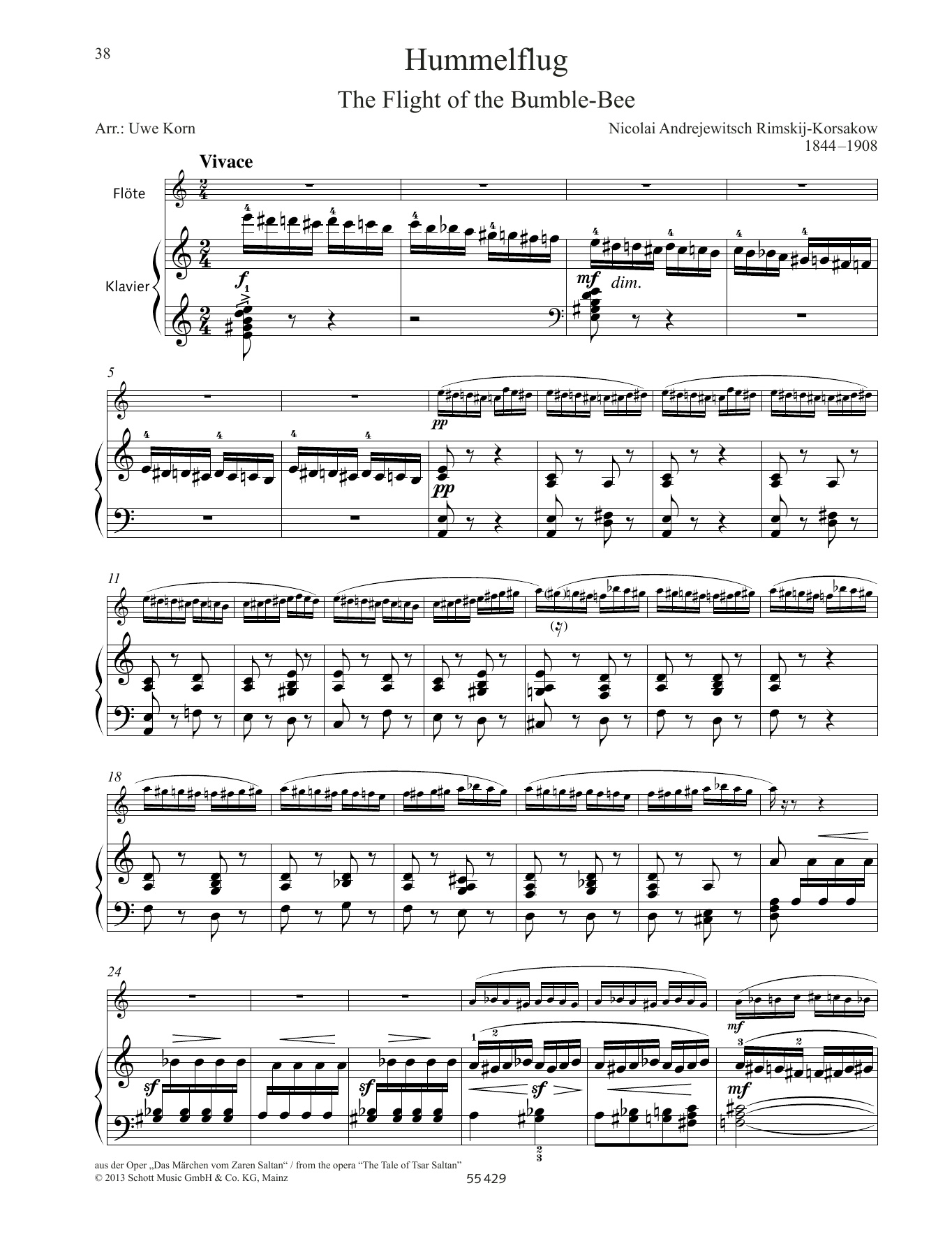 Nikolai Rimsky-Korsakov The Flight of the Bumble-bee sheet music notes and chords arranged for Woodwind Solo