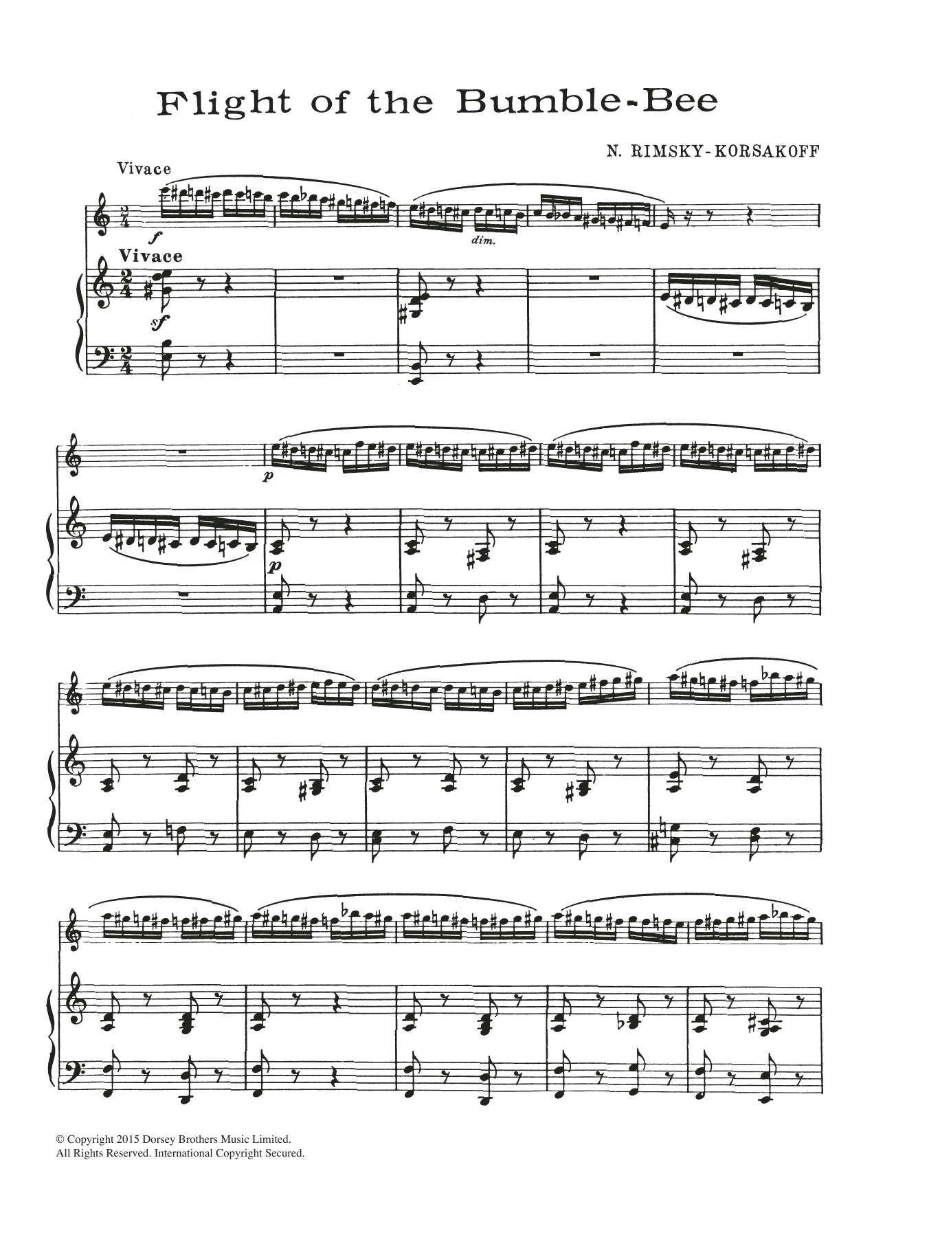 Nikolai Rimsky-Korsakov The Flight Of The Bumblebee (from The Tale Of Tsar Saltan) sheet music notes and chords arranged for Flute Solo