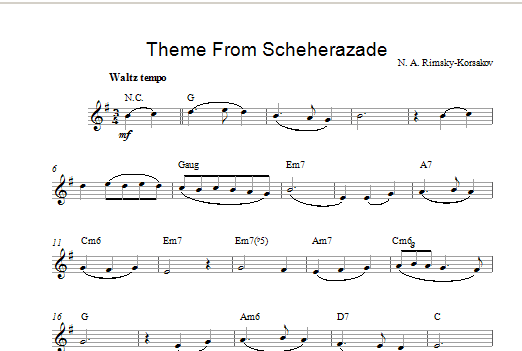 Nikolay Rimsky-Korsakov Scheherezade Theme sheet music notes and chords arranged for Lead Sheet / Fake Book