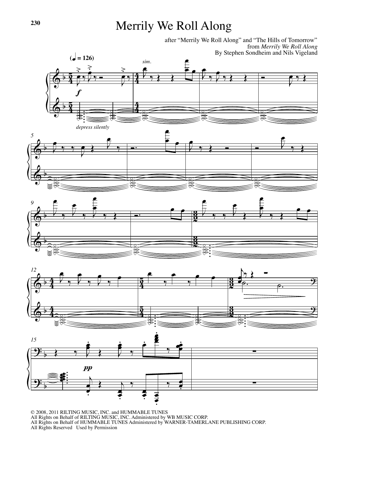 Nils Vigeland Merrily We Roll Along sheet music notes and chords arranged for Piano Solo