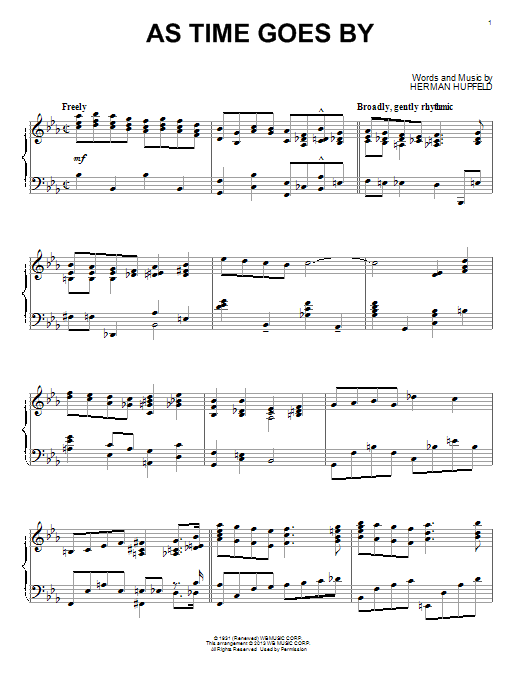 Nilsson As Time Goes By sheet music notes and chords arranged for Super Easy Piano