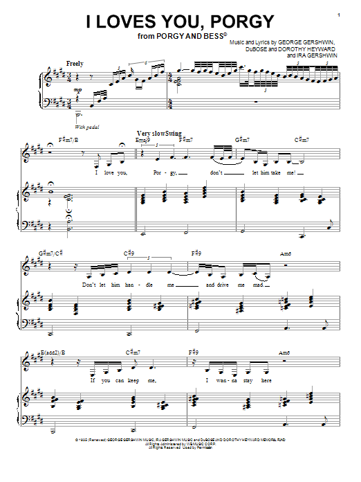 Nina Simone I Loves You, Porgy sheet music notes and chords arranged for Piano & Vocal