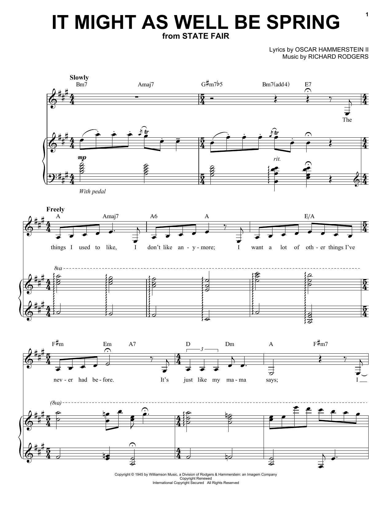 Nina Simone It Might As Well Be Spring sheet music notes and chords arranged for Piano & Vocal