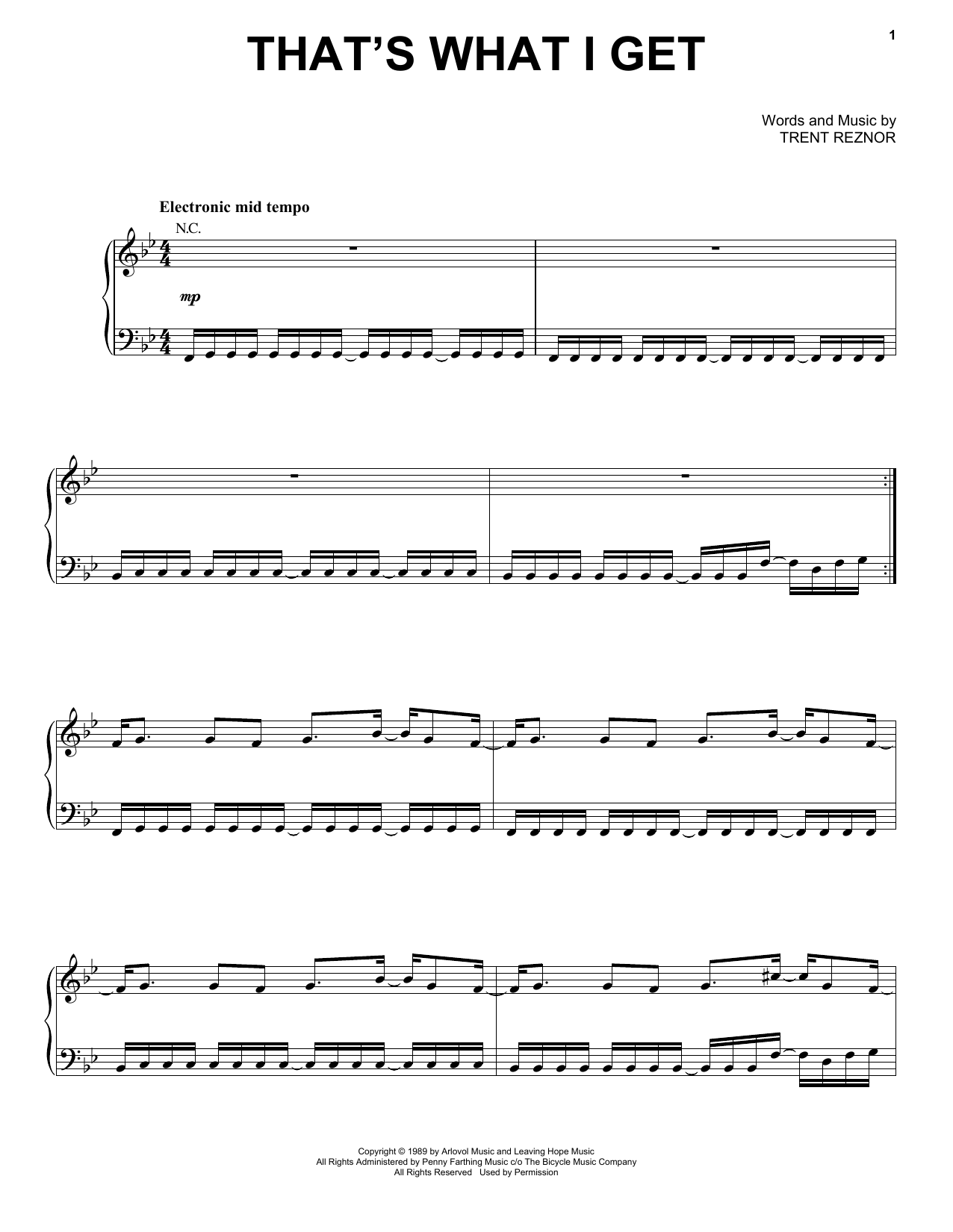 Nine Inch Nails That's What I Get sheet music notes and chords arranged for Piano, Vocal & Guitar Chords (Right-Hand Melody)
