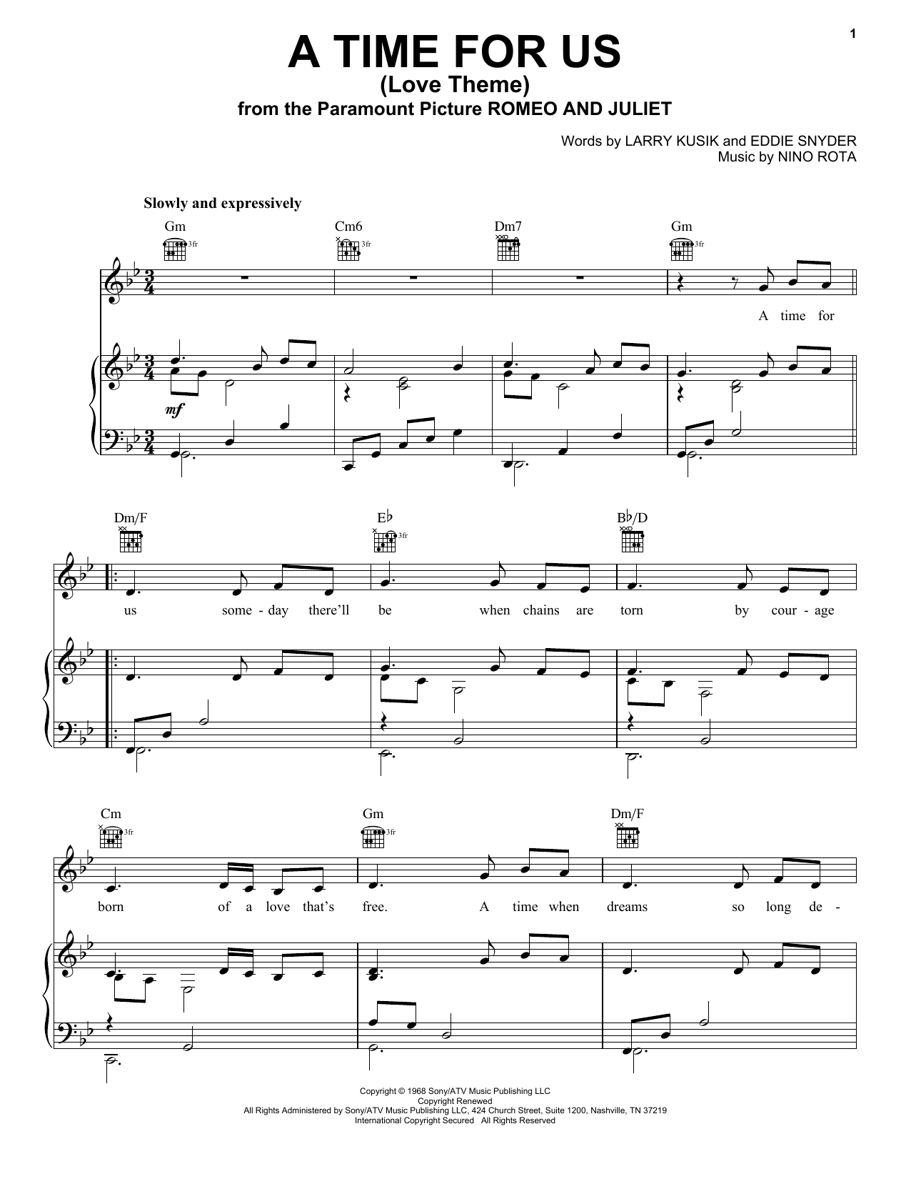 Nino Rota A Time For Us (Love Theme) sheet music notes and chords arranged for Flute Solo