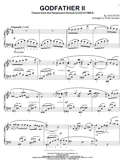 Nino Rota Godfather II (arr. Phillip Keveren) sheet music notes and chords arranged for Piano Solo