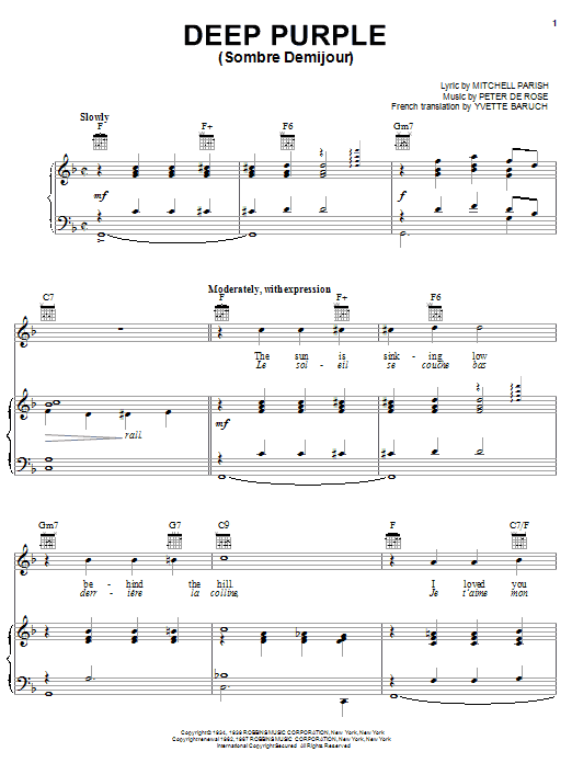 Nino Tempo Deep Purple sheet music notes and chords. Download Printable PDF.